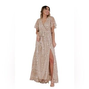 NWT ECB EXCLUSIVE: DREAMY FLORAL EMBROIDERED MAXI DRESS XL